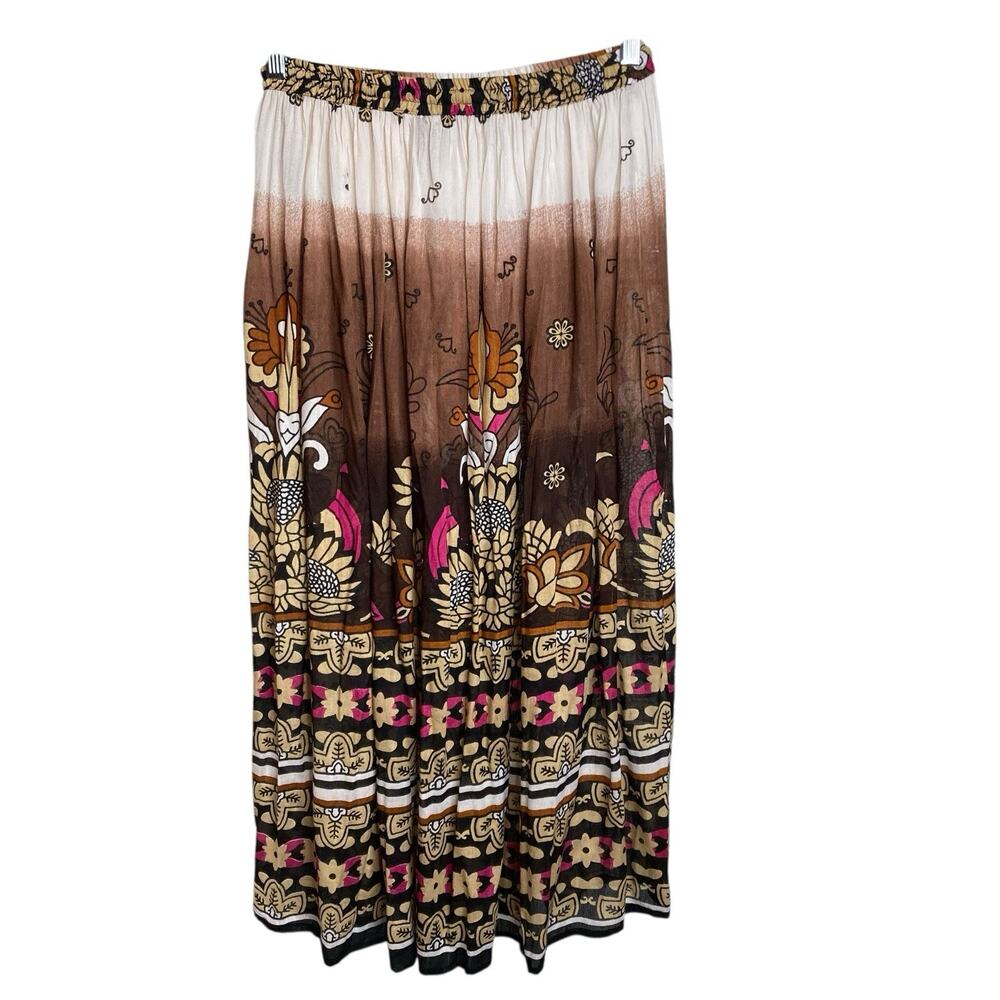 Uniti Casuals Boho‎ Floral Ombre Maxi Skirt One Size Flowy Hippie Festival Indie